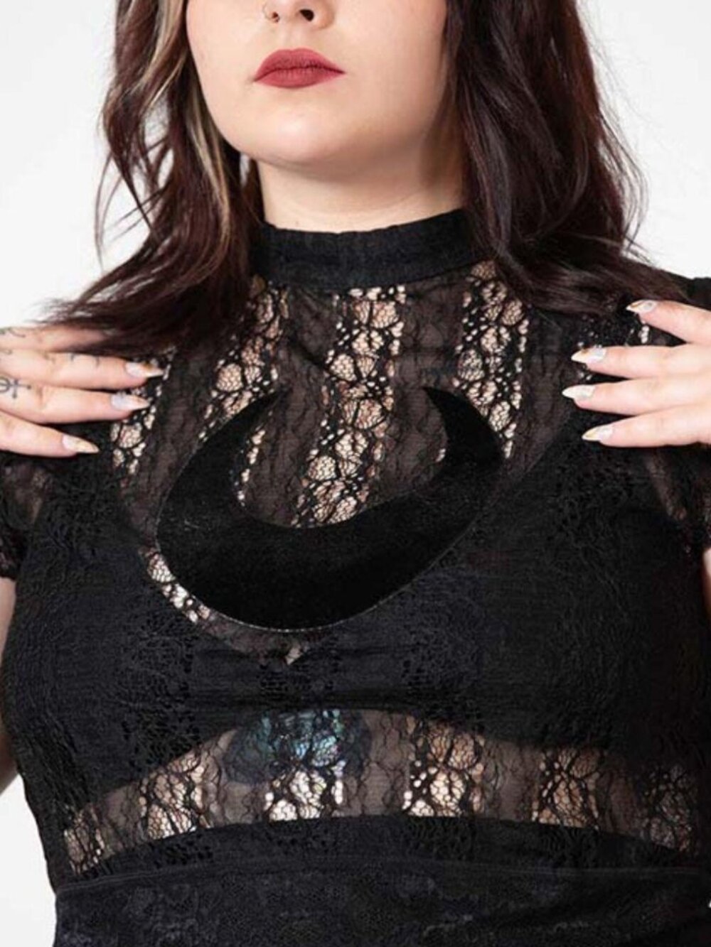 Killstar Moon Rays Lace Crop Top – Size L